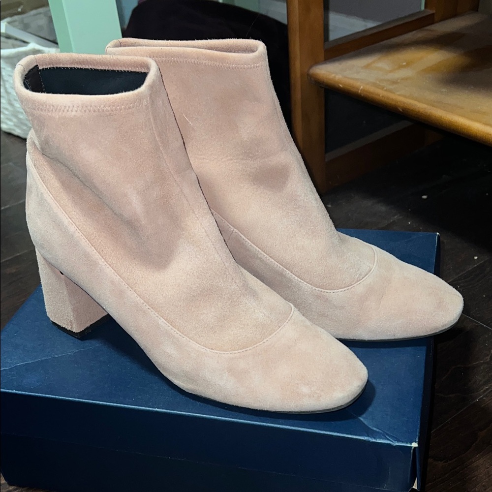 Elegant tan Suede Laree stretch bootie Ankle Boots